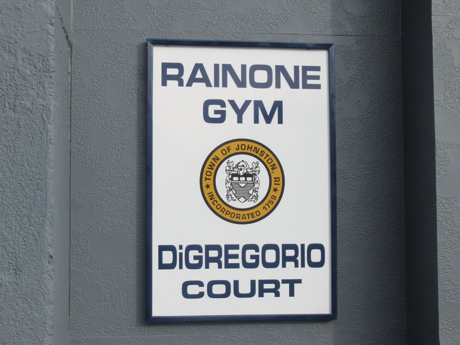 MARVELOUS MARQUEE: This is the sign located outside the entrance to Rainone Gym — a.k.a. The Dome — which now has a state of the art playing surface with outlines in Panther Blue.